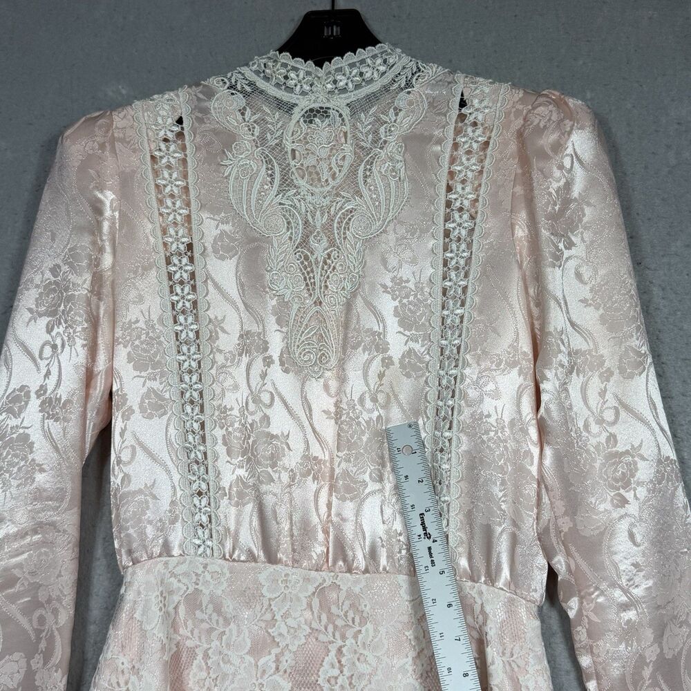 Vintage Scott McClintock Satin Lace Dress Size 8 Pink Victorian Prairie Y2K - Picture 13 of 14